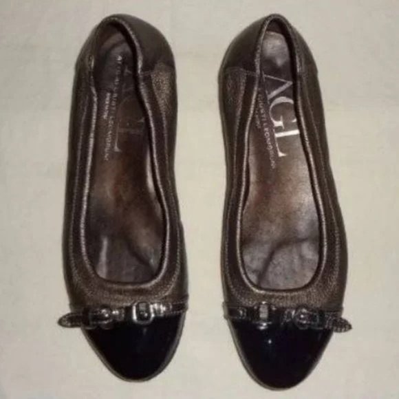 Escarpins AGL Attilio Giusti Leombruni - Taille 37.5 EU / US 7.5 - Cuir Noir, Bout Cap-toe - Talon Moyen - Occasion En Excellent état